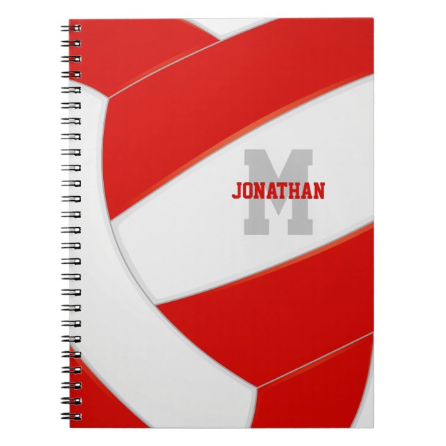 Cuaderno chicas blancos personalizados rojos voleibol mascu (Frente)