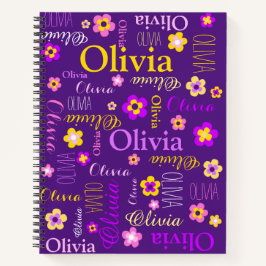 Cuaderno Chicas color rosa morado llaman flor Olivia