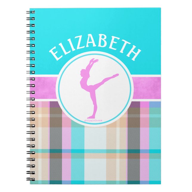 Cuaderno Chicas cones monograma de la gimnasia del tartán (Frente)