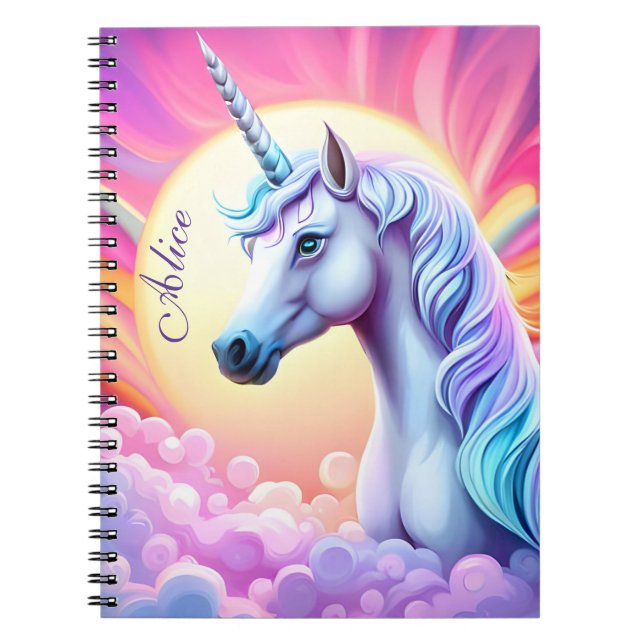 Cuaderno Chicas Cutan Unicornio Rosa y Nombre, (Frente)