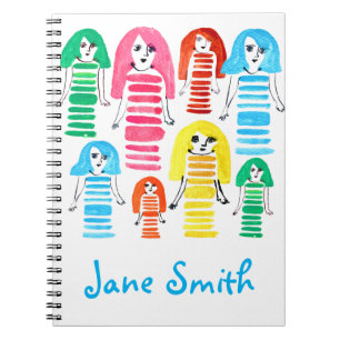 Cuaderno Chicas cutáneo acuarela arte moderno divertido