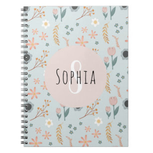 Cuaderno Chicas Cute Pastel Floral Imprimir niños botánic