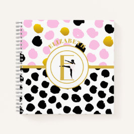 Cuaderno Chicas de ballet de oro rosado bailan monograma