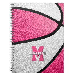 Cuaderno chicas de baloncesto blanco rosado monogramados