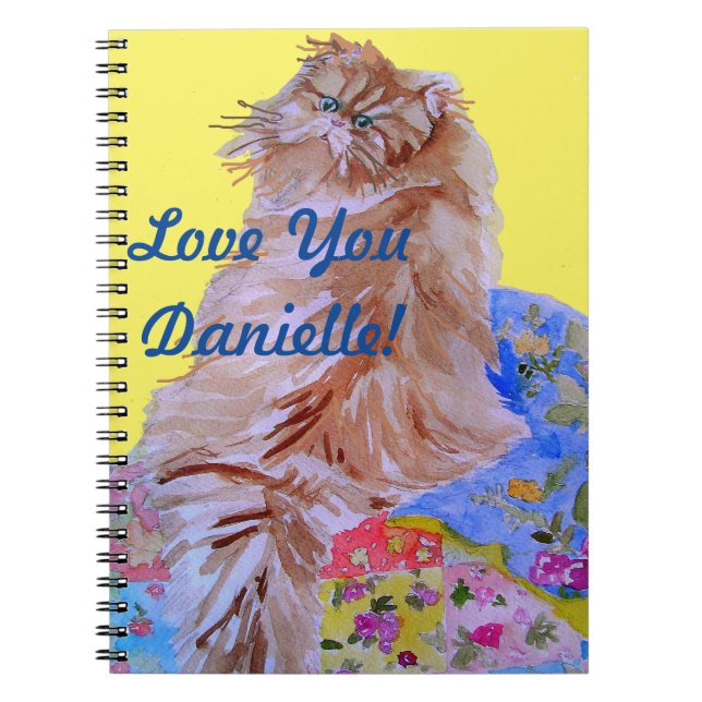 Cuaderno Chicas de gatos de Quilt Fluffy amarillo Nombre de (Frente)