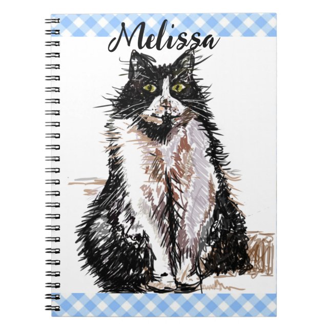 Cuaderno Chicas de gatos negros y blancos de dibujos animad (Frente)
