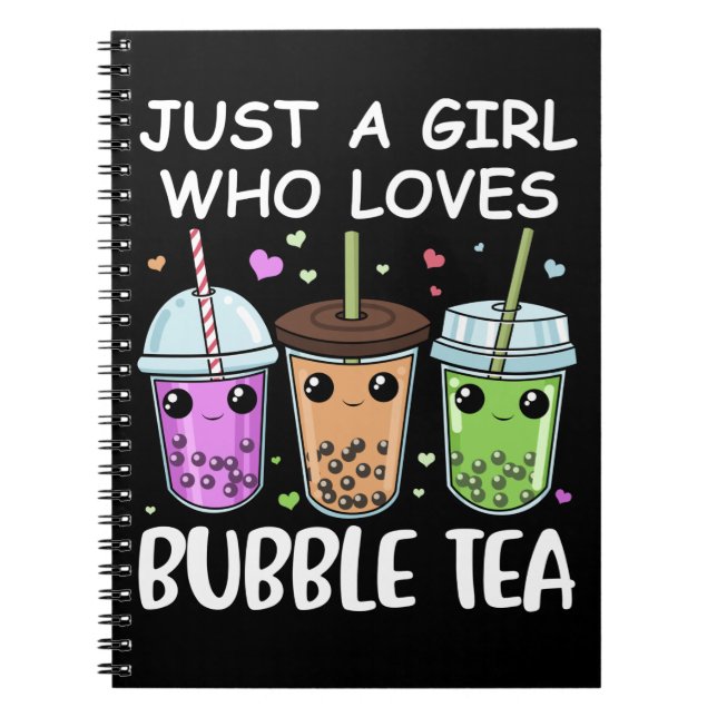 Cuaderno Chicas de regalos de té y burbujas Kawaii Bubble T (Frente)