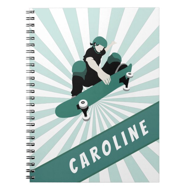 Cuaderno Chicas de Skateboarding Moderno Nombre Skater Depo (Frente)