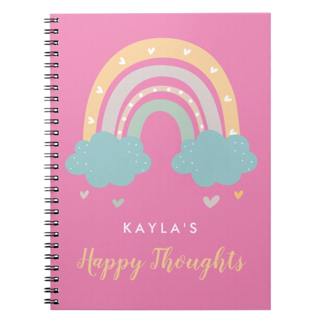 Cuaderno Chicas del arcoiris y el corazón rosados personali (Frente)