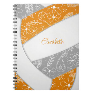 Cuaderno chicas deportivos de boho gris naranja voleibol