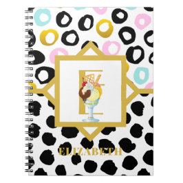Cuaderno Chicas divertidos de monograma rosa negro