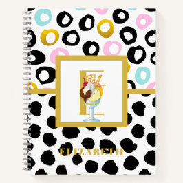 Cuaderno Chicas divertidos de monograma rosa negro