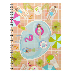 Cuaderno Chicas en bikini y chicos jugando juegos en la pis