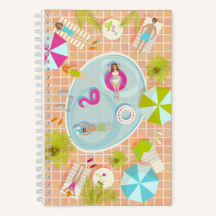 Cuaderno Chicas en bikini y chicos jugando juegos en la pis