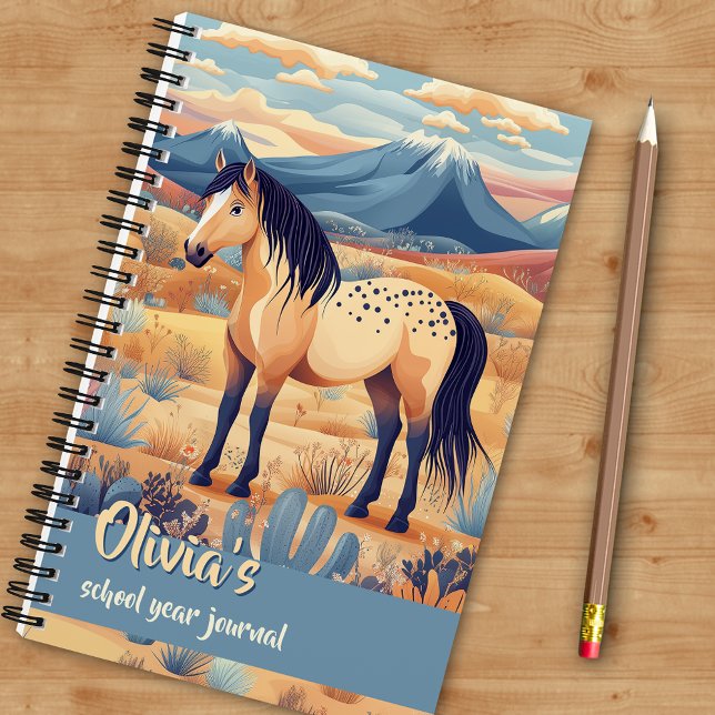 Cuaderno Chicas en la matanza de las montañas del desierto  (Buckskin Horse Desert Mountains Journaling Notebook - Personalize front and back for gift giving.)