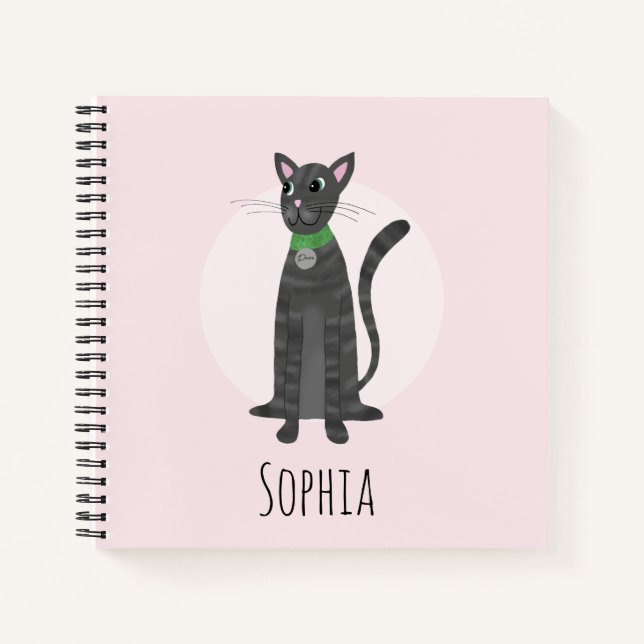 Cuaderno Chicas Escuela Cute Ginger Tabby Gato Personalizad (Anverso)