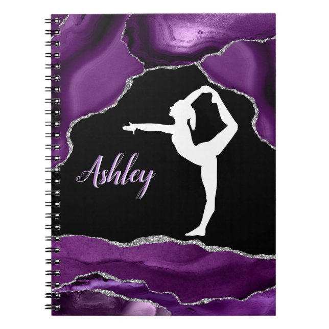 Cuaderno Chicas Gimnasia Purpurina púrpura danza o alegría (Frente)