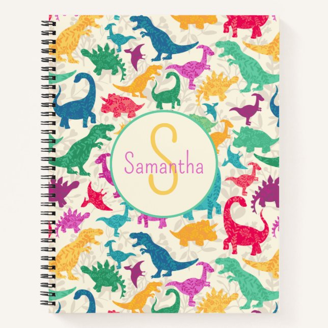 Cuaderno Chicas Girly Floral Dinosaur Silhouette (Anverso)