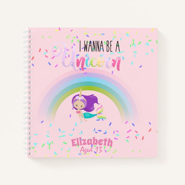 Cuaderno Chicas Kawaii MERMAID quieren una morada rosa unic (Anverso)