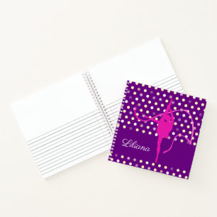 Cuaderno Chicas llamados gymnast polka dot púrpura rosa