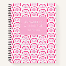Cuaderno Chicas modernas patrón de arcoíris rosa