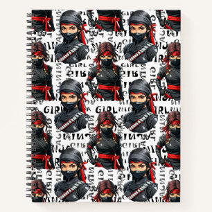 Cuaderno Chicas Ninja Anime con diseño de patrón de texto