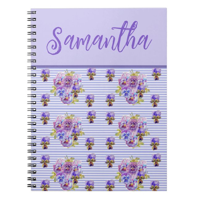 Cuaderno Chicas Nombre Viola Flor Floral Púrpura Lilac (Frente)
