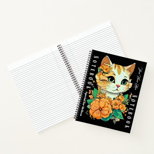 Cuaderno Chicas para el monograma del patrón de gato person (Interior)