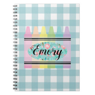 Cuaderno Chicas Pastel Watercolor Floral Crayon Plaid