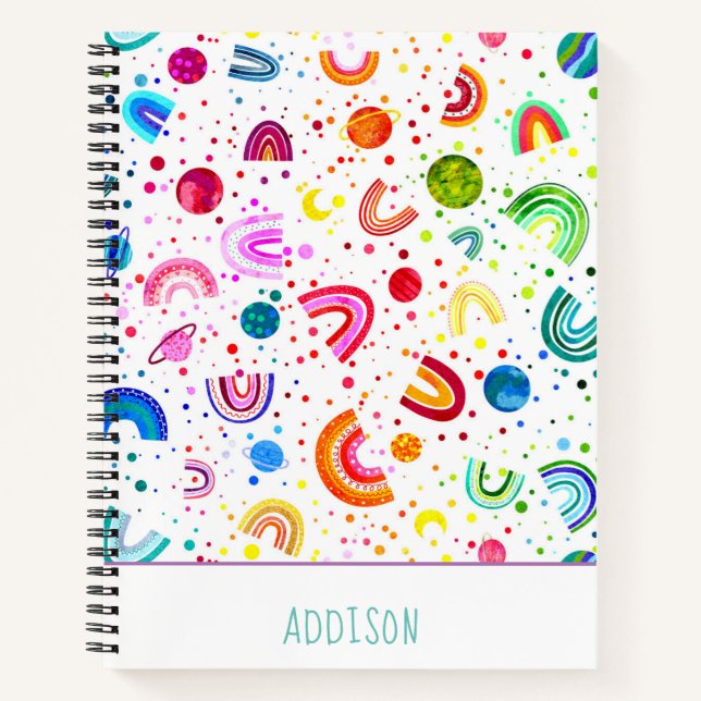 Cuaderno Chicas personalizados de la galaxia arcoiris acuar (Anverso)