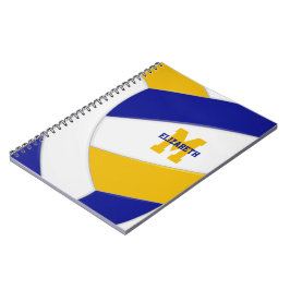 Cuaderno chicas personalizados de oro azul voleibol masculi
