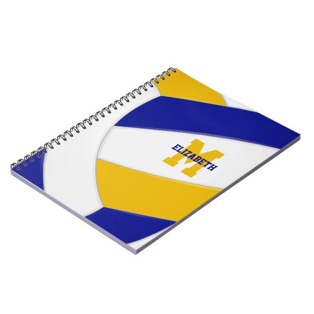 Cuaderno chicas personalizados de oro azul voleibol masculi (Lado Izquierdo)