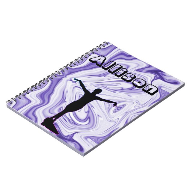 Cuaderno Chicas Purple White Marble Balance Beam Gymnastics (Lado Izquierdo)