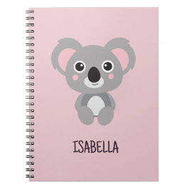 Cuaderno Chicas rosados Nombre personalizado Koala