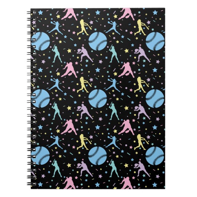 Cuaderno Chicas Softball - Jugadoras con estrellas (Frente)