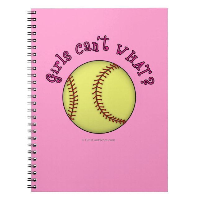 Cuaderno Chicas Softball-Texto Rosa (Frente)