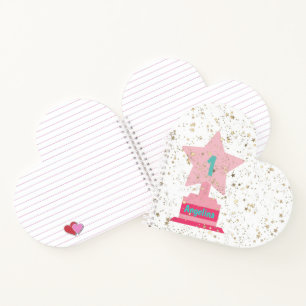 Cuaderno Chicas: Trofeo Verde azulado rosa dorado moderno d