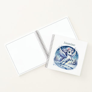 Cuaderno chicas unicornio Navidad personalizable boceto