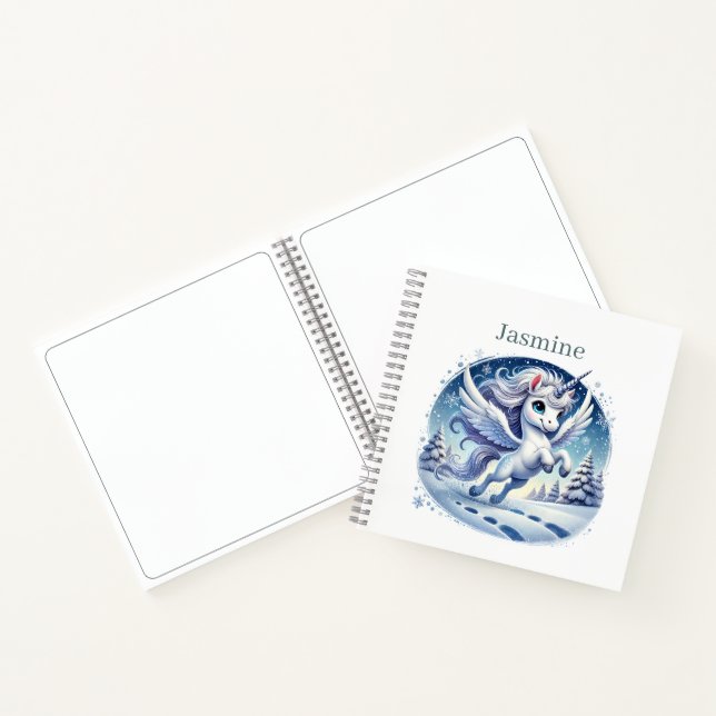 Cuaderno chicas unicornio Navidad personalizable boceto (Interior)
