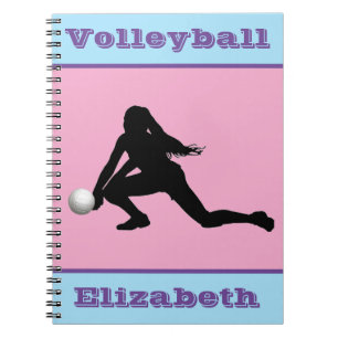 Cuaderno Chicas Voleibol portátil rosa, azul, morado
