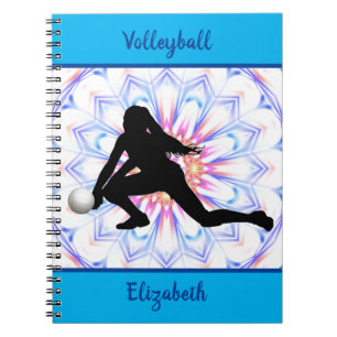 Cuaderno Chicas Voleibol Resumen azul personalizado