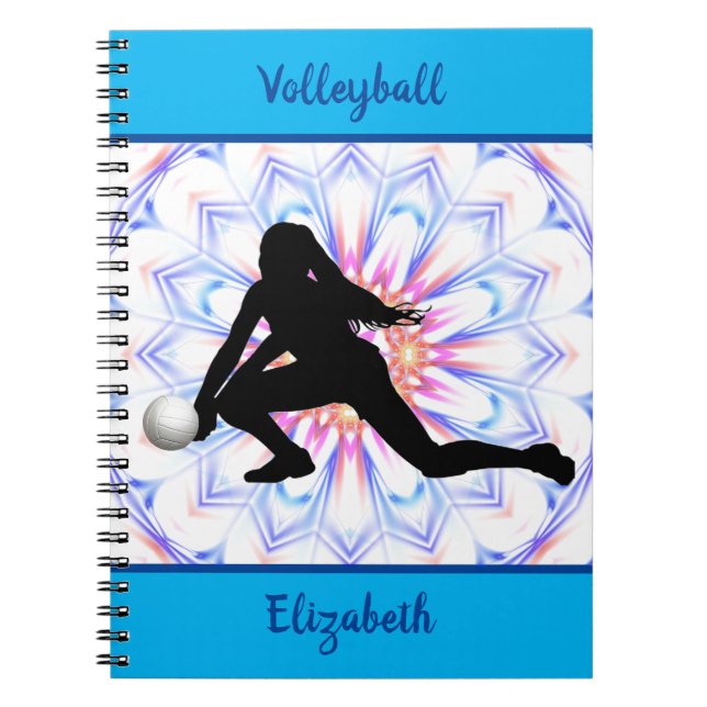 Cuaderno Chicas Voleibol Resumen azul personalizado (Frente)