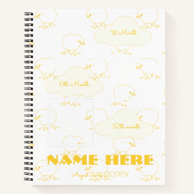 Cuaderno Chick 1ᵉʳ cumpleaños Baby Milestone Guest book (Anverso)