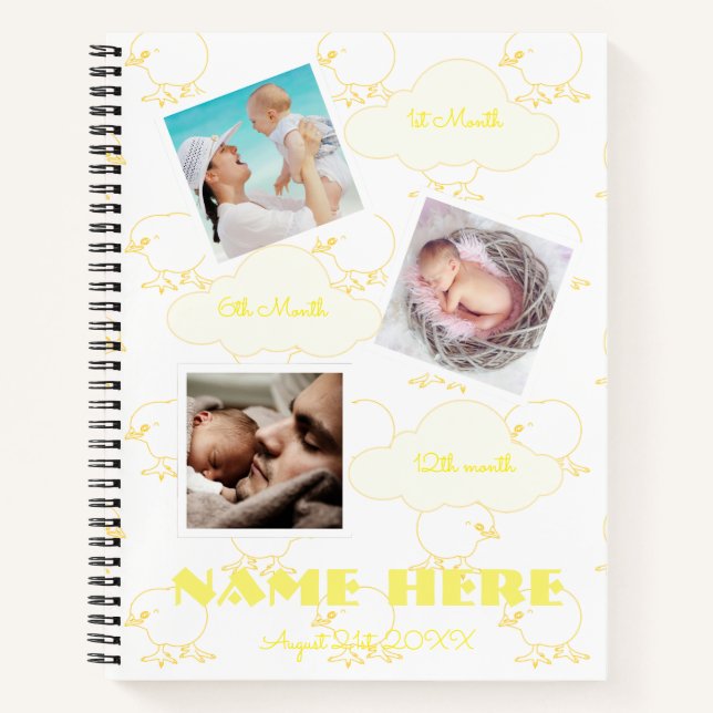 Cuaderno Chick 1ᵉʳ cumpleaños Baby Milestone Guest book (Anverso)