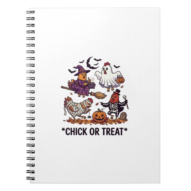 Cuaderno Chick Or Treat Haloween Pollitos Bruja Fantasma Ca (Frente)
