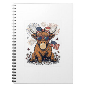Cuaderno Chicle patriótico de vaca de las Highlands grabado