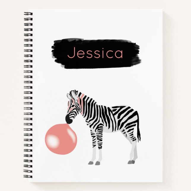 Cuaderno Chicle Personalizado Cebra Soplando Burbuja (Anverso)