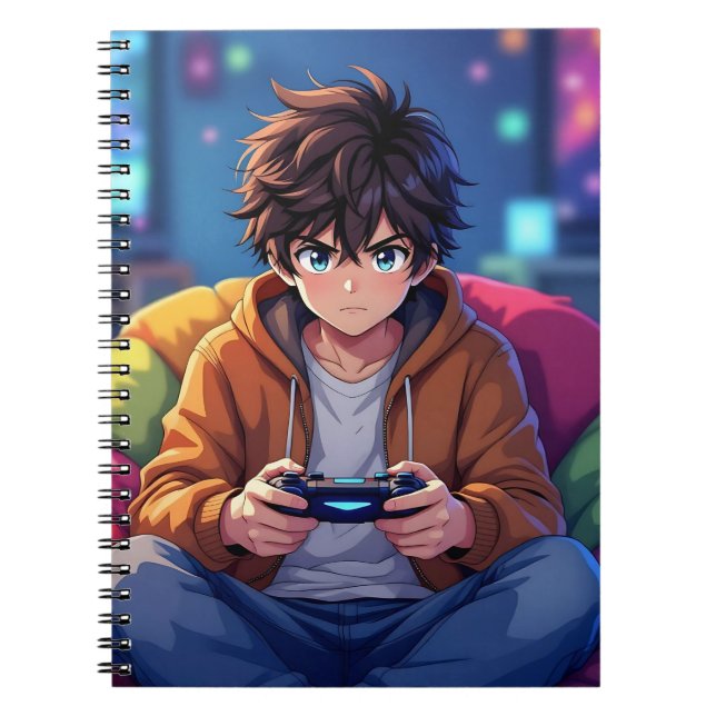 Cuaderno Chico de anime jugando videojuego  (Frente)