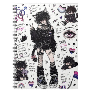 Cuaderno Chico Suave Orgullo Fuerte Doodle Estético Chico F