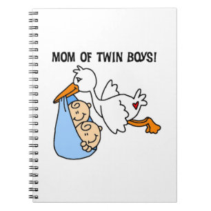 Cuaderno Chicos gemelos con regalos de cigüeñas de mamá